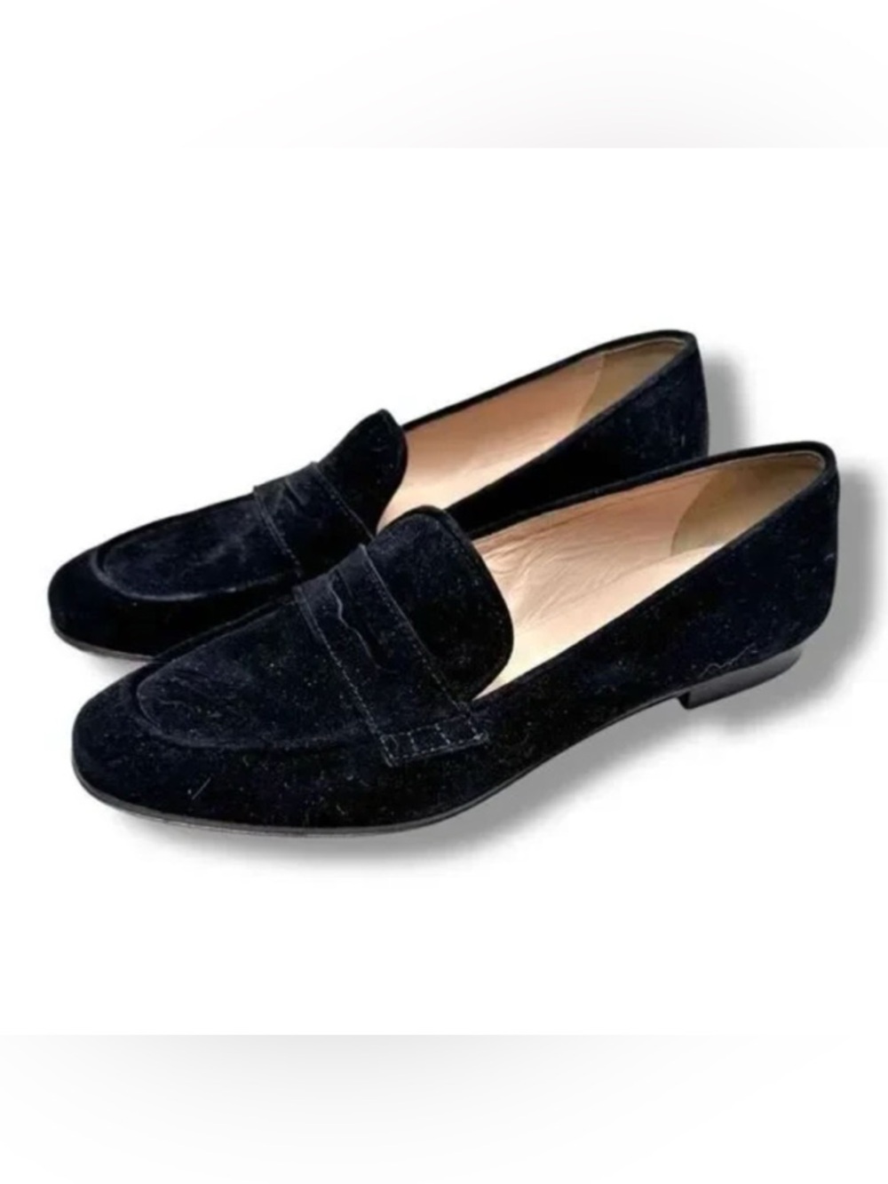 🇮🇹🖤 J.Crew Charlie Suede Penny Loafers Black 8.5 Minimalist Quiet Luxury Preppy